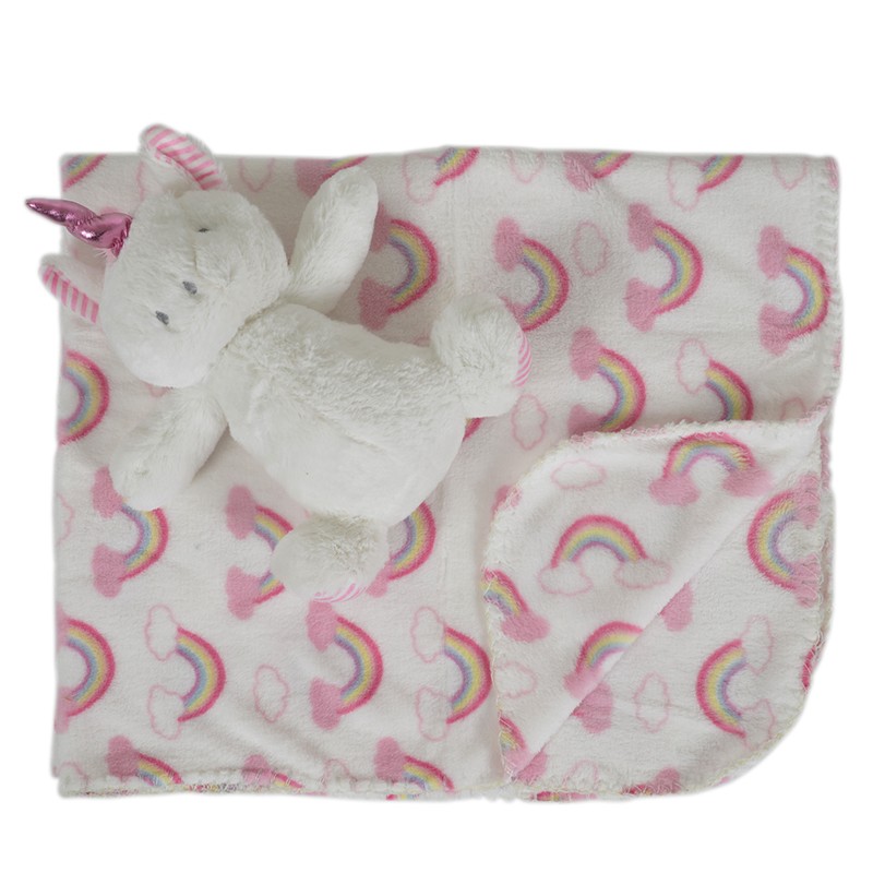 Бебешко одеяло 90/75 cm с играчка CANGAROO Unicorn rainbow