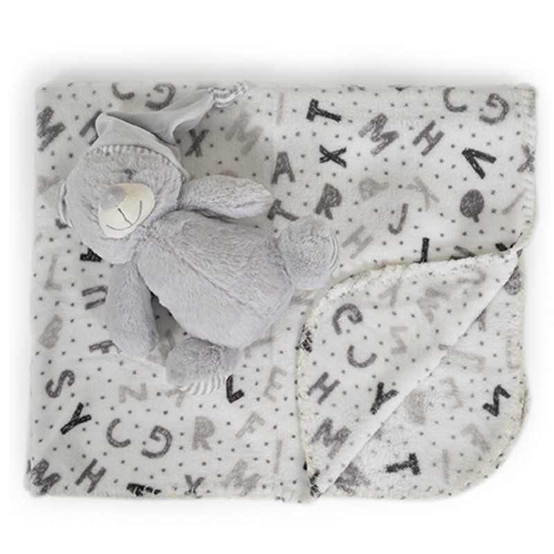 Бебешко одеяло 90/75 cm с играчка Grey bear