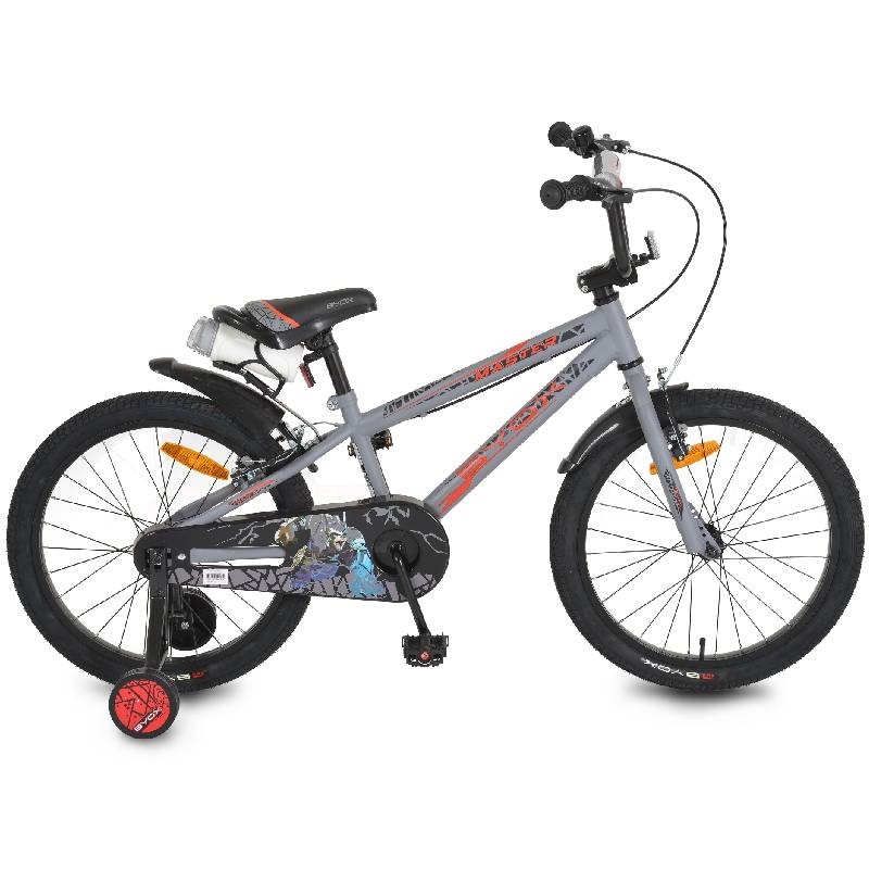 Детски велосипед 20 цола BYOX Master - Сив, здрава конструкция и V-brake спирачки