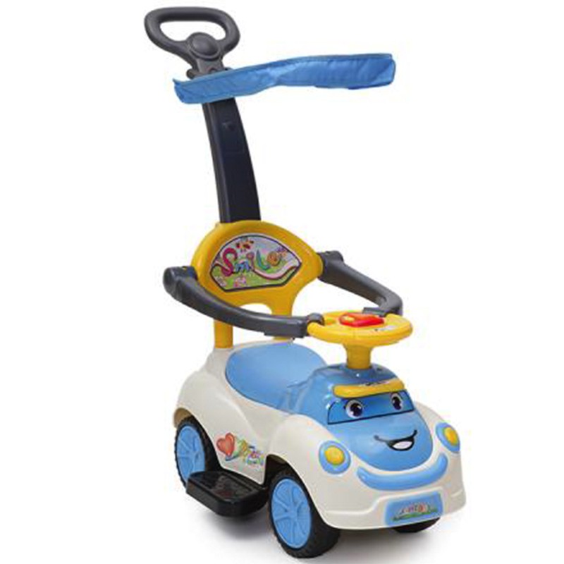 Детска кола за бутане с дръжка за родителски контрол MONI Smile бял