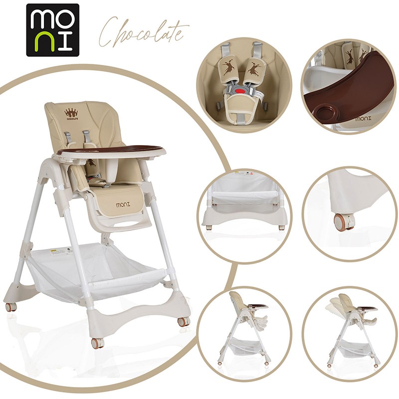 Детски стол за хранене MONI Chocolate бежов