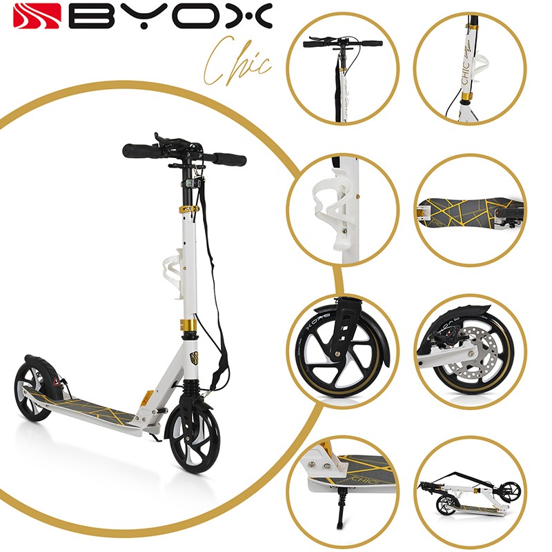Алуминиева сгъваема тротинетка BYOX Chic бял